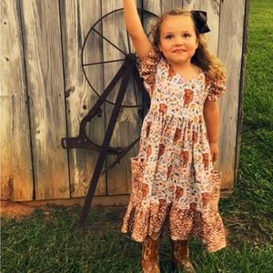 Highland cow little girls dress size 5-7